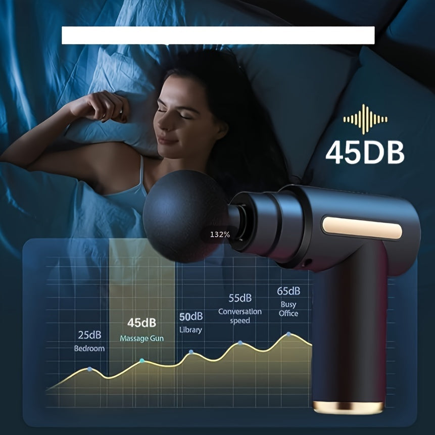 Portable Massage Gun, 4 Heads And 6 Speed Settings, LCD Display, Rechargeable Via USB, For Muscle Relief And Recovery