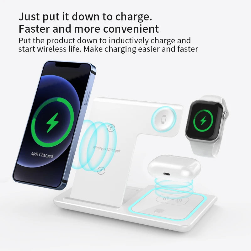 Wireless Charger Station Mobile Phone Power Bank Foldable Charger Smart Watch Charger OEM 3 in 1 for Airpods Earphones 2024