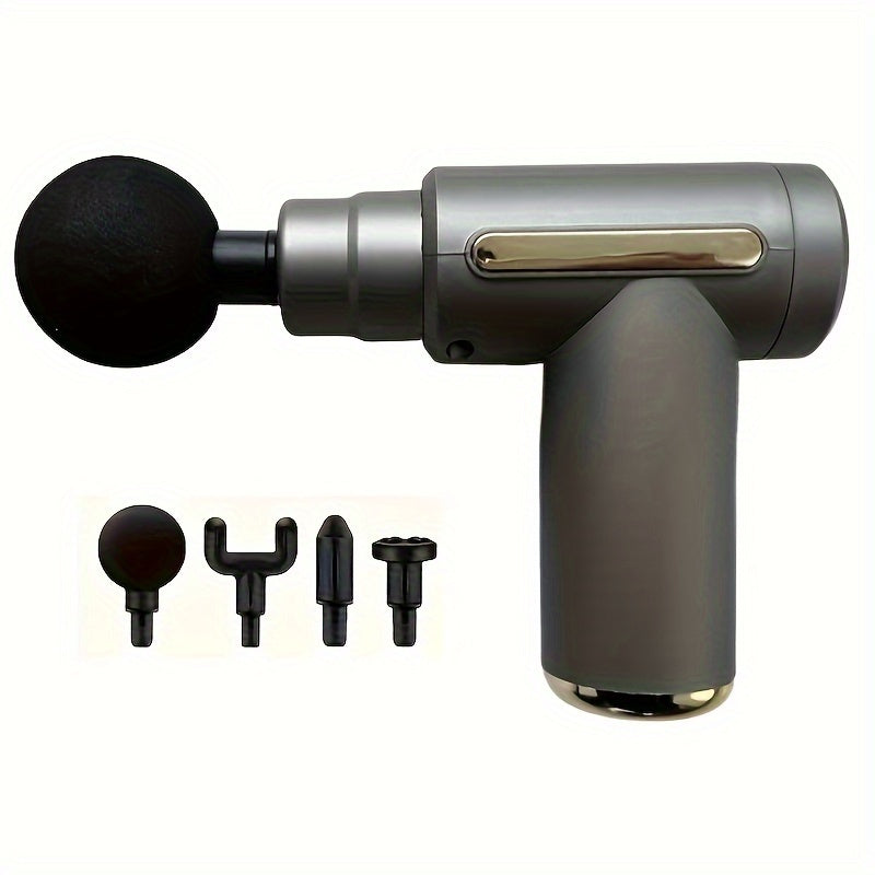 Portable Massage Gun, 4 Heads And 6 Speed Settings, LCD Display, Rechargeable Via USB, For Muscle Relief And Recovery